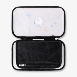 Astuccio rigido nero con icone sportive