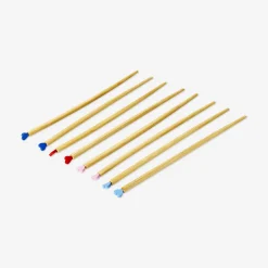 Bacchette in legno con topper a cuore - 4 pz