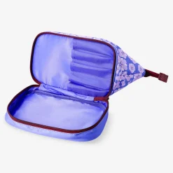 Beauty case viola floreale con due scomparti