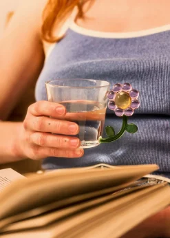 Bicchiere con manico a fiore rosa - 230 ml