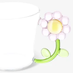 Bicchiere con manico a fiore rosa - 230 ml
