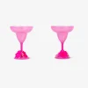 Bicchieri da margarita rosa con decorazione floreale - 2 pz