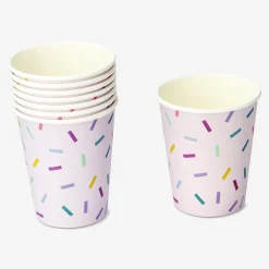 Bicchieri di carta con coriandoli rosa - 8 pz