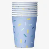 Bicchieri di carta con coriandoli blu - 8 pz