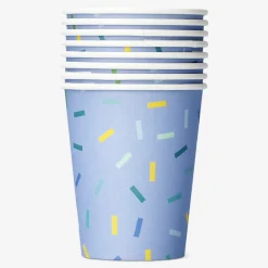 Bicchieri di carta con coriandoli blu - 8 pz