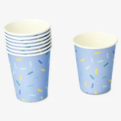 Bicchieri di carta con coriandoli blu - 8 pz
