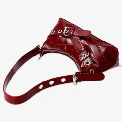 Borsa a spalla rossa con fibbie