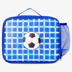 Borsa porta pranzo blu con motivo calcio - 19x25 cm