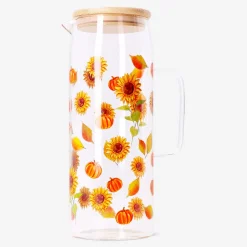 Brocca di vetro con motivo a girasoli - 1,15 L