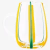 Brocca in vetro con righe gialle e verdi - 1,5 L