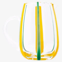 Brocca in vetro con righe gialle e verdi - 1,5 L