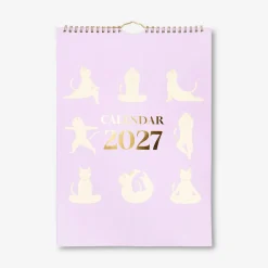 Calendario mensile da parete con gatti che fanno yoga 2027