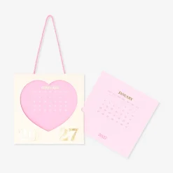 Calendario mensile rosa a cuore da parete 2027