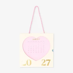 Calendario mensile rosa a cuore da parete 2027