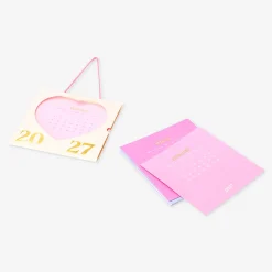 Calendario mensile rosa a cuore da parete 2027