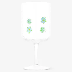 Calice con fiori blu in rilievo - 350 ml