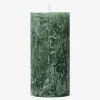 Candela a pilastro rustica verde scuro - 12 cm
