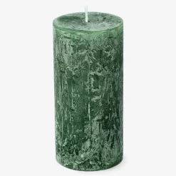 Candela a pilastro rustica verde scuro - 12 cm