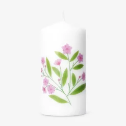 Candela LED a colonna con fiore - 14 cm