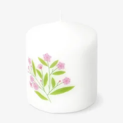 Candela LED a colonna con fiore - 8 cm