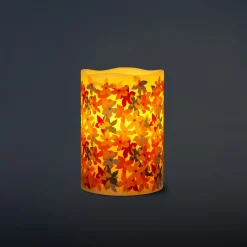 Candela LED a colonna con stampa floreale - 10 cm