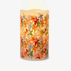 Candela LED a colonna con stampa floreale - 10 cm