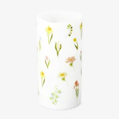 Candela LED a colonna con stampa floreale - 15 cm