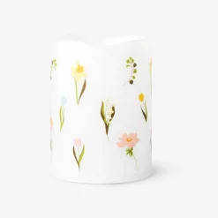 Candela LED a colonna con stampa floreale - 10 cm