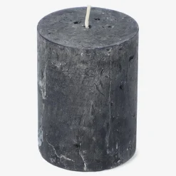 Candela rustica nera a colonna - 8 cm