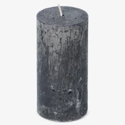 Candela rustica nera a pilastro - 12 cm