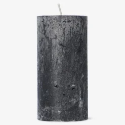 Candela rustica nera a pilastro - 12 cm