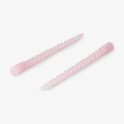 Candele da tavola rosa ritorte - 4 pz