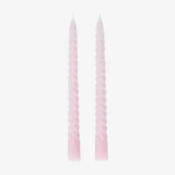 Candele da tavola rosa ritorte - 4 pz