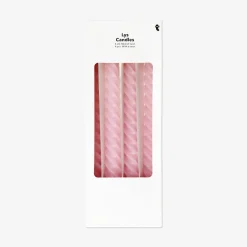 Candele da tavola rosa ritorte - 4 pz