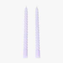 Candele da tavola viola ritorte - 4 pz