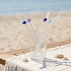 Cannucce in vetro con decorazioni pesci e conchiglie - 4 pz