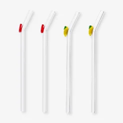 Cannucce in vetro con decorazioni di frutta - 4 pz