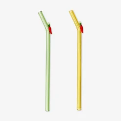 Cannucce in vetro con decorazioni al peperoncino - 2 pz