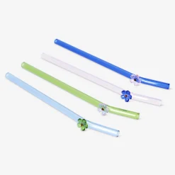 Cannucce in vetro con fiori - 4 pz