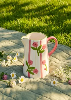 Caraffa con righe e fiori dipinti a mano - 1 L