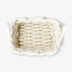 Cestino in corda intrecciata bianca - 18 cm