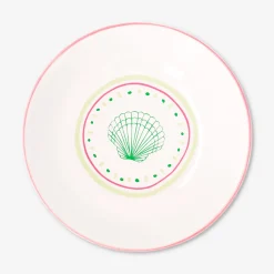 Ciotola in ceramica con pois e conchiglia - 15 cm