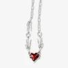 Collana argentata con cuore rosso