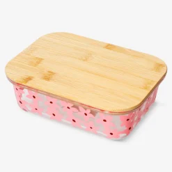 Contenitore per alimenti in vetro con fiori - 20 cm