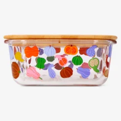 Contenitore per alimenti in vetro con zucche - 22 cm