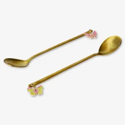 Cucchiai da dessert dorati con farfalle - 2 pz