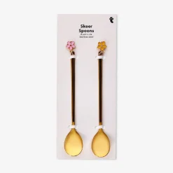 Cucchiaini da dessert dorati con decorazione floreale - 2 pz