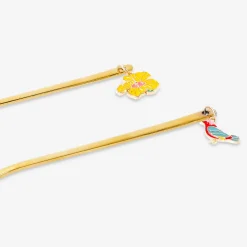 Cucchiaini da dessert dorati con decorazione di fiori tropicali - 2 pz