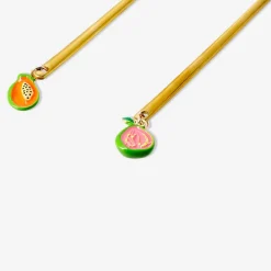 Cucchiaini da dessert dorati con decorazione di frutta - 2 pz