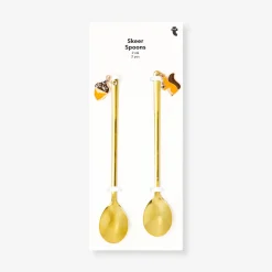 Cucchiaini da dessert oro con decorazione ghianda e scoiattolo - 2 pz